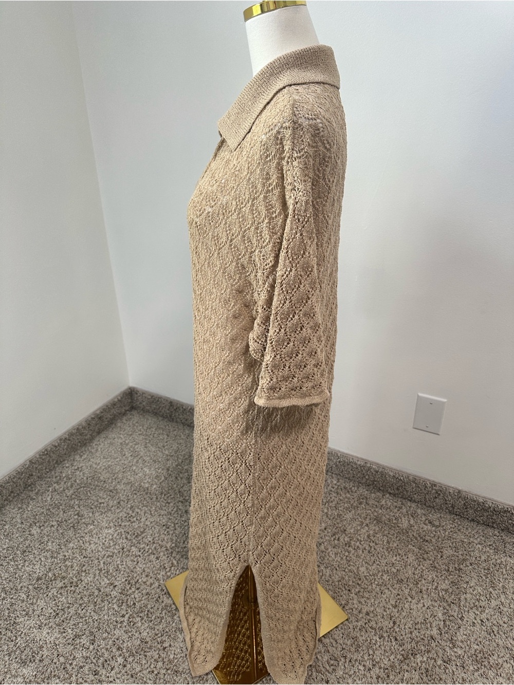 🟣 TopShop Pointelle Stitch Polo Sweater Dress - Picture 2 of 5